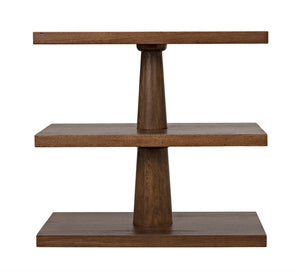 Noir Fatima Side Table - Handcrafted Dark Walnut Beauty with Rustic Charm and Versatile 3-Shelf Storage GTAB382DW