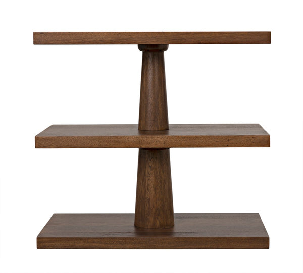 Noir Fatima Side Table - Handcrafted Dark Walnut Beauty with Rustic Charm and Versatile 3-Shelf Storage GTAB382DW