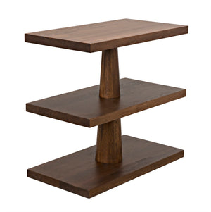 Noir Fatima Side Table - Handcrafted Dark Walnut Beauty with Rustic Charm and Versatile 3-Shelf Storage GTAB382DW