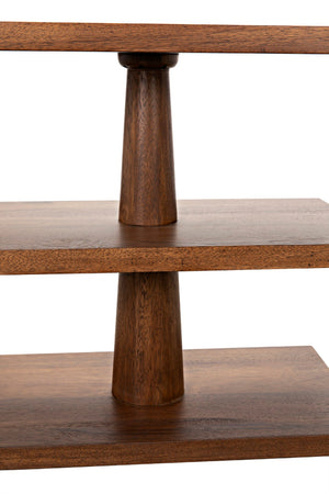 Noir Fatima Side Table - Handcrafted Dark Walnut Beauty with Rustic Charm and Versatile 3-Shelf Storage GTAB382DW