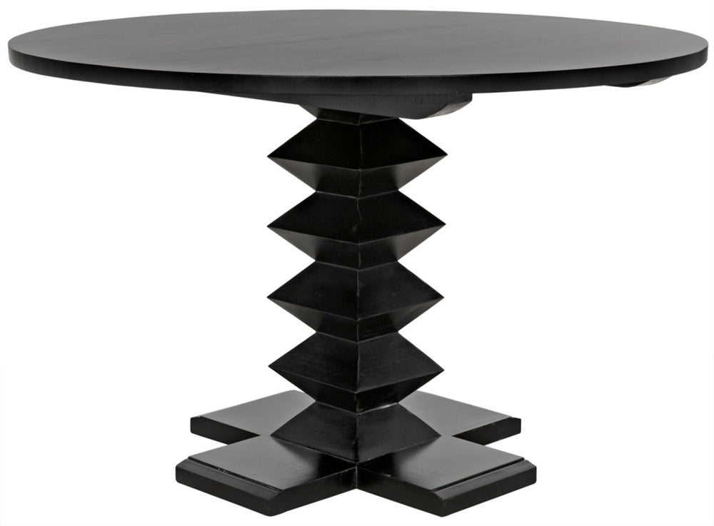 Noir Zig-Zag Dining Table - 48" Handcrafted Mahogany with Unique Zig-Zag Legs for Modern Elegance GTAB472HB-48
