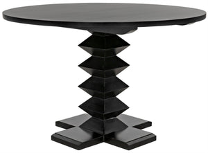 Noir Zig-Zag Dining Table - 48" Handcrafted Mahogany with Unique Zig-Zag Legs for Modern Elegance GTAB472HB-48
