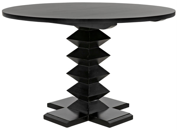 Noir Zig-Zag Dining Table - 48" Handcrafted Mahogany with Unique Zig-Zag Legs for Modern Elegance GTAB472HB-48