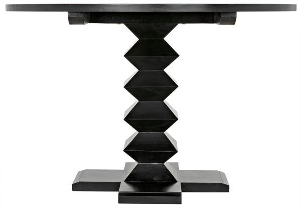 Noir Zig-Zag Dining Table - 48" Handcrafted Mahogany with Unique Zig-Zag Legs for Modern Elegance GTAB472HB-48