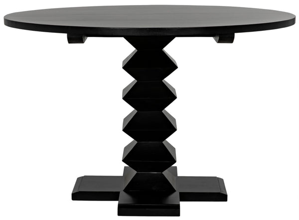 Noir Zig-Zag Dining Table - 48" Handcrafted Mahogany with Unique Zig-Zag Legs for Modern Elegance GTAB472HB-48