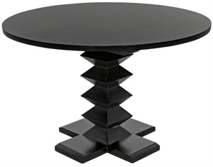Noir Zig-Zag Dining Table - 48" Handcrafted Mahogany with Unique Zig-Zag Legs for Modern Elegance GTAB472HB-48