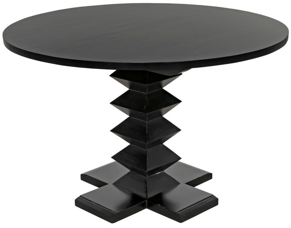 Noir Zig-Zag Dining Table - 48" Handcrafted Mahogany with Unique Zig-Zag Legs for Modern Elegance GTAB472HB-48