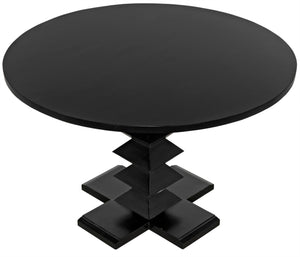 Noir Zig-Zag Dining Table - 48" Handcrafted Mahogany with Unique Zig-Zag Legs for Modern Elegance GTAB472HB-48