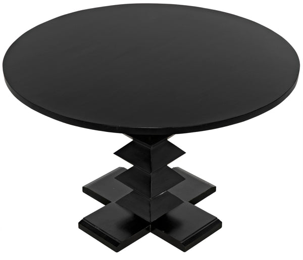 Noir Zig-Zag Dining Table - 48" Handcrafted Mahogany with Unique Zig-Zag Legs for Modern Elegance GTAB472HB-48