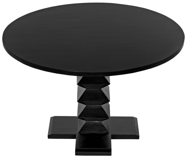 Noir Zig-Zag Dining Table - 48" Handcrafted Mahogany with Unique Zig-Zag Legs for Modern Elegance GTAB472HB-48