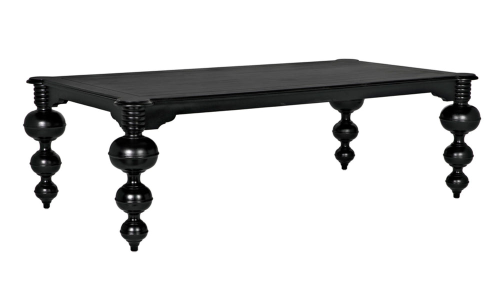 Noir Claudio Dining Table - Solid Mahogany, Hand-Rubbed Black Finish, Perfect for Formal Gatherings & More GTAB473HB