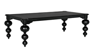 Noir Claudio Dining Table - Solid Mahogany, Hand-Rubbed Black Finish, Perfect for Formal Gatherings & More GTAB473HB