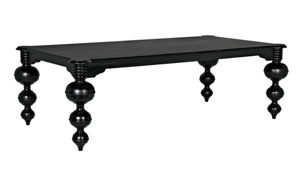 Noir Claudio Dining Table - Solid Mahogany, Hand-Rubbed Black Finish, Perfect for Formal Gatherings & More GTAB473HB