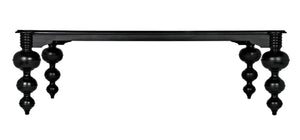 Noir Claudio Dining Table - Solid Mahogany, Hand-Rubbed Black Finish, Perfect for Formal Gatherings & More GTAB473HB