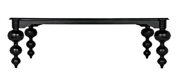 Noir Claudio Dining Table - Solid Mahogany, Hand-Rubbed Black Finish, Perfect for Formal Gatherings & More GTAB473HB