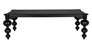 Noir Claudio Dining Table - Solid Mahogany, Hand-Rubbed Black Finish, Perfect for Formal Gatherings & More GTAB473HB