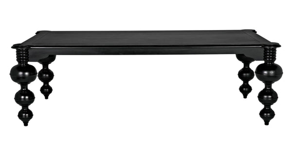 Noir Claudio Dining Table - Solid Mahogany, Hand-Rubbed Black Finish, Perfect for Formal Gatherings & More GTAB473HB