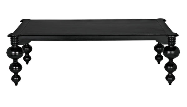 Noir Claudio Dining Table - Solid Mahogany, Hand-Rubbed Black Finish, Perfect for Formal Gatherings & More GTAB473HB