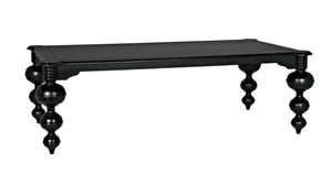 Noir Claudio Dining Table - Solid Mahogany, Hand-Rubbed Black Finish, Perfect for Formal Gatherings & More GTAB473HB