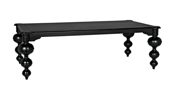 Noir Claudio Dining Table - Solid Mahogany, Hand-Rubbed Black Finish, Perfect for Formal Gatherings & More GTAB473HB