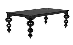 Noir Claudio Dining Table - Solid Mahogany, Hand-Rubbed Black Finish, Perfect for Formal Gatherings & More GTAB473HB