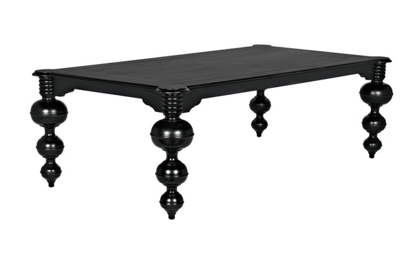 Noir Claudio Dining Table - Solid Mahogany, Hand-Rubbed Black Finish, Perfect for Formal Gatherings & More GTAB473HB