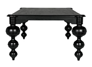 Noir Claudio Dining Table - Solid Mahogany, Hand-Rubbed Black Finish, Perfect for Formal Gatherings & More GTAB473HB