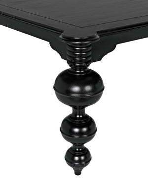 Noir Claudio Dining Table - Solid Mahogany, Hand-Rubbed Black Finish, Perfect for Formal Gatherings & More GTAB473HB