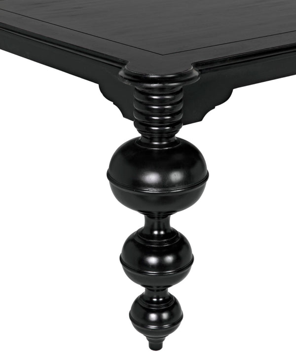 Noir Claudio Dining Table - Solid Mahogany, Hand-Rubbed Black Finish, Perfect for Formal Gatherings & More GTAB473HB