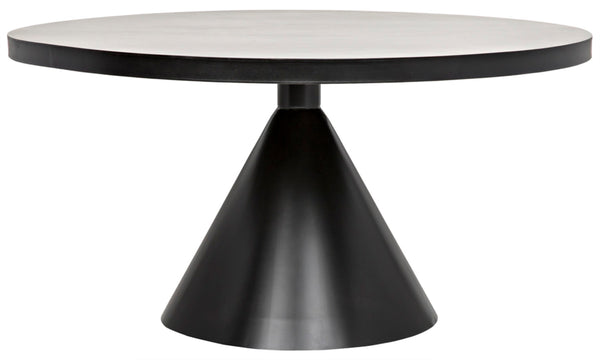 Noir Cone Dining Table - Modern Black Iron Design with Durable Craftsmanship for Stylish Dining Spaces GTAB523MTB