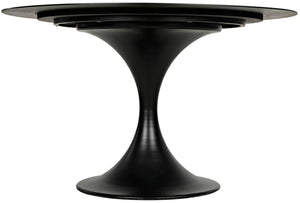 Noir Herno 48" Round Dining Table - Handcrafted Black Iron Minimalist Design for Modern Interiors GTAB542MTB
