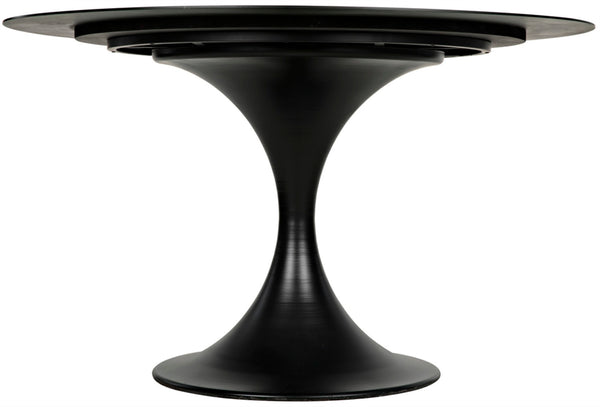 Noir Herno 48" Round Dining Table - Handcrafted Black Iron Minimalist Design for Modern Interiors GTAB542MTB