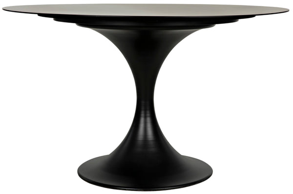 Noir Herno 48" Round Dining Table - Handcrafted Black Iron Minimalist Design for Modern Interiors GTAB542MTB