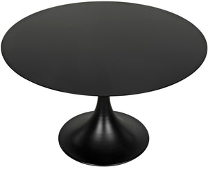 Noir Herno 48" Round Dining Table - Handcrafted Black Iron Minimalist Design for Modern Interiors GTAB542MTB
