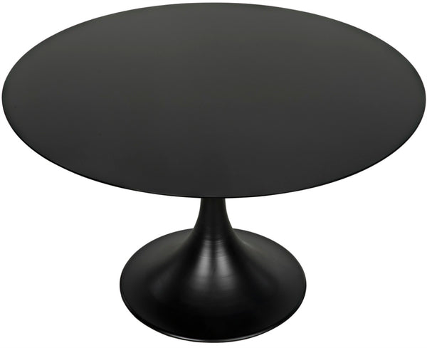 Noir Herno 48" Round Dining Table - Handcrafted Black Iron Minimalist Design for Modern Interiors GTAB542MTB