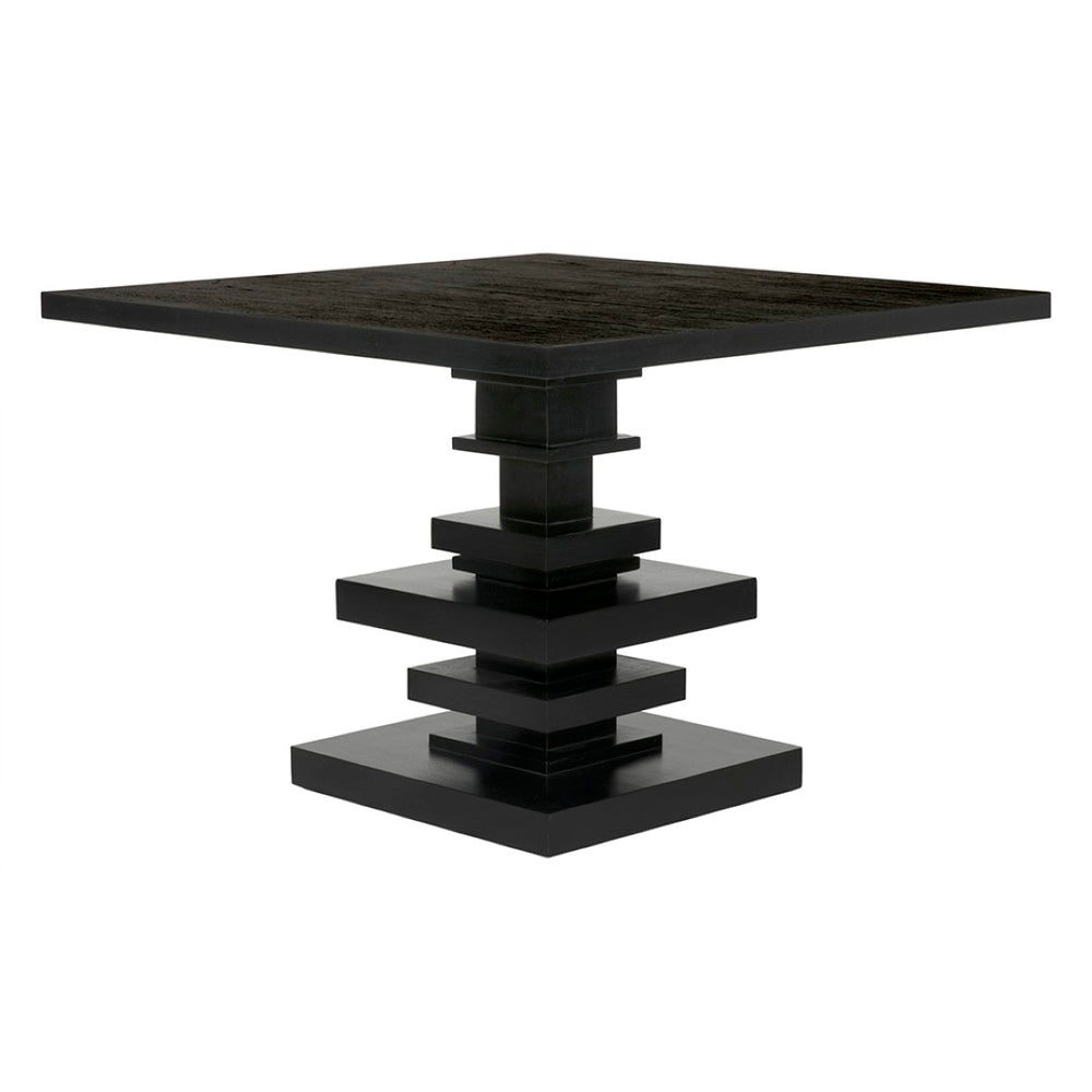 Noir Corum Square Table – Handcrafted Mahogany with Dramatic Hand-Rubbed Black Finish for Stylish Dining GTAB543HB