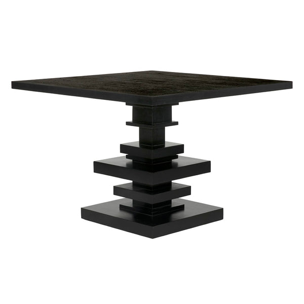 Noir Corum Square Table – Handcrafted Mahogany with Dramatic Hand-Rubbed Black Finish for Stylish Dining GTAB543HB