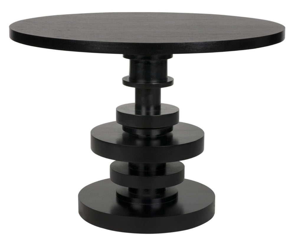 Noir Corum Round Table - Hand-Rubbed Black Mahogany Dining Table for Classic & Modern Interiors GTAB544HB