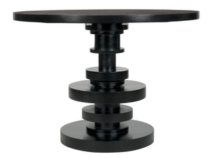 Noir Corum Round Table - Hand-Rubbed Black Mahogany Dining Table for Classic & Modern Interiors GTAB544HB