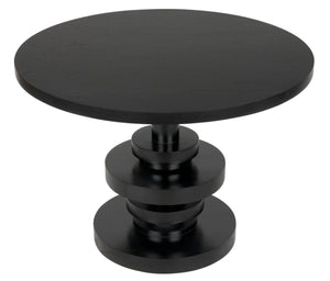 Noir Corum Round Table - Hand-Rubbed Black Mahogany Dining Table for Classic & Modern Interiors GTAB544HB