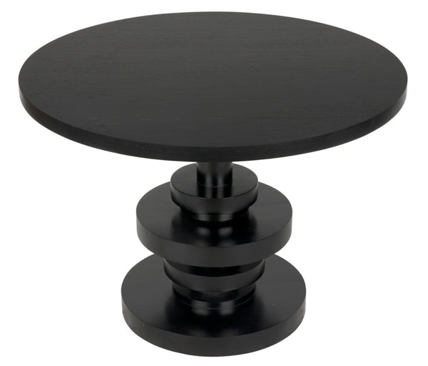 Noir Corum Round Table - Hand-Rubbed Black Mahogany Dining Table for Classic & Modern Interiors GTAB544HB