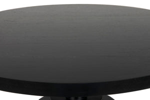 Noir Corum Round Table - Hand-Rubbed Black Mahogany Dining Table for Classic & Modern Interiors GTAB544HB
