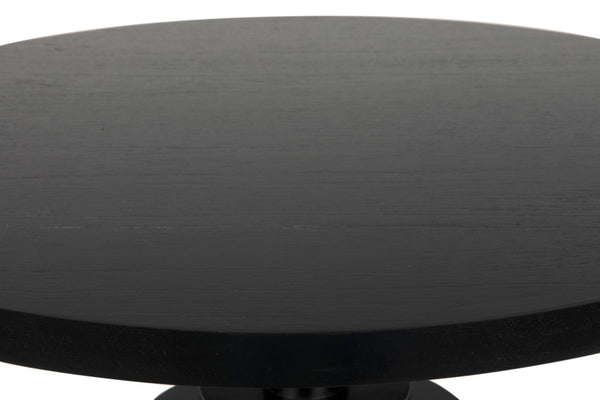 Noir Corum Round Table - Hand-Rubbed Black Mahogany Dining Table for Classic & Modern Interiors GTAB544HB