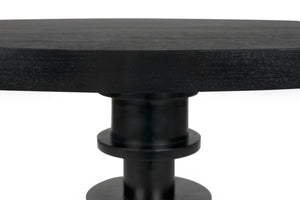 Noir Corum Round Table - Hand-Rubbed Black Mahogany Dining Table for Classic & Modern Interiors GTAB544HB