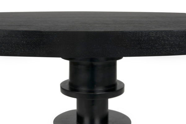 Noir Corum Round Table - Hand-Rubbed Black Mahogany Dining Table for Classic & Modern Interiors GTAB544HB