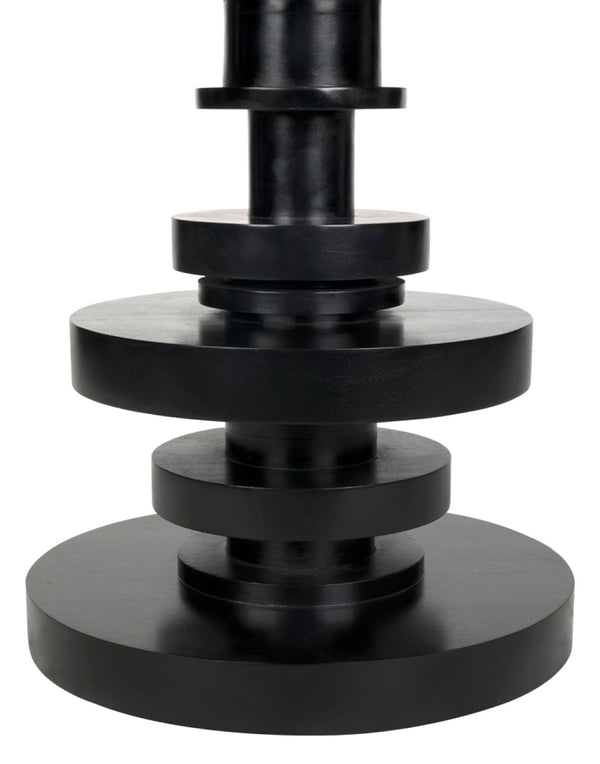 Noir Corum Round Table - Hand-Rubbed Black Mahogany Dining Table for Classic & Modern Interiors GTAB544HB