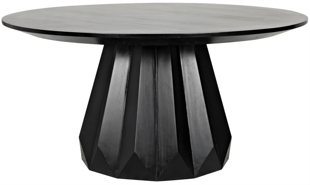 Noir Brosche Handcrafted Mahogany Dining Table in Hand-Rubbed Black Finish – Modern Centerpiece for 6 GTAB550HB