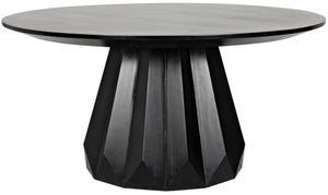 Noir Brosche Handcrafted Mahogany Dining Table in Hand-Rubbed Black Finish – Modern Centerpiece for 6 GTAB550HB