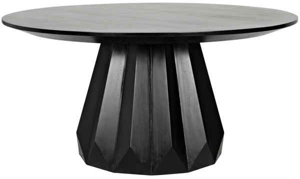 Noir Brosche Handcrafted Mahogany Dining Table in Hand-Rubbed Black Finish – Modern Centerpiece for 6 GTAB550HB