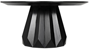 Noir Brosche Handcrafted Mahogany Dining Table in Hand-Rubbed Black Finish – Modern Centerpiece for 6 GTAB550HB
